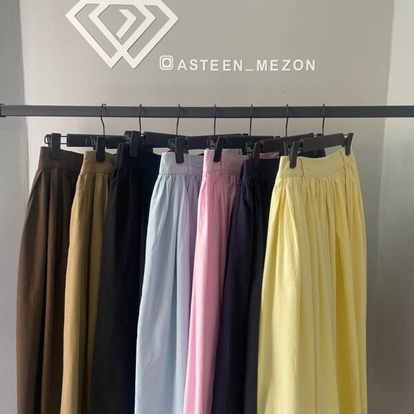 دامن لینن چین دار 163807